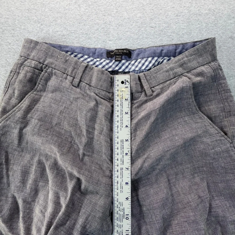 Banana Republic Aiden Fit Linen Cotton Blend Slim Pants Mens 31x32 Gray